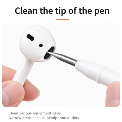 Professional 4-in-1 Earbud Cleaning Kit, Multi-Function Cleaning Pen for AirPods Pro 1 2 3, Laptop Keyboard Cleaner Tool with Metal Nib, High-Density Brush and Flocking Sponge - White - color: 5-in-1 White