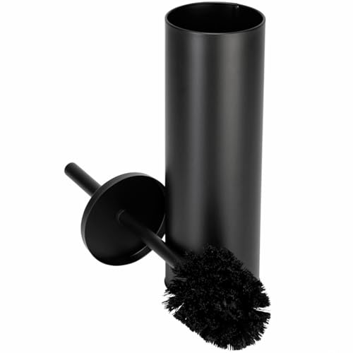 Standing Toilet Brush,Toilet Bowl Brush Holder Set,Bathroom Deep Cleaning Toilet Scrubber Rim Cleaner,304 Stainless Steel Toilet Clean Decorative Accessories for Toilet Cleaning (Matt Black) ﻿