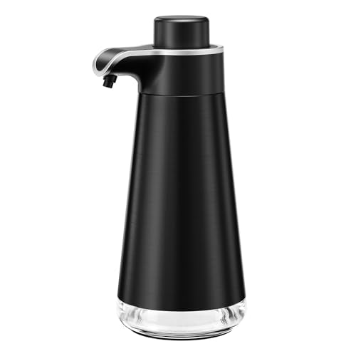 BYUNER Soap Dispenser for Bathroom & Kitchen, 15 fl oz Refillable Soap Dispenser, Brushed Black Metal Look Countertop Soap Dispenser, Rust-Free Hand Soap & Dish Soap Dispenser - color: Black, size: Liquid