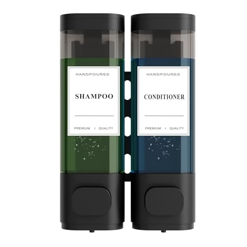 Shampoo and Conditioner Dispenser – Wall-Mounted Shower Soap Dispenser, No-Drill Installation, Lockable, 900 ml Capacity,for Bathroom & Hotel or Airbnb (Black, 2-Pack) - color: Black-2-pack