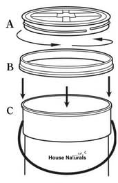 House Naturals Plastic Food Grade Made in USA Bucket with lid, Large 7 Gallon Container Comes with Screw On Lid (1, Yellow with Aqua lid) - color: Yellow With Aqua Lid