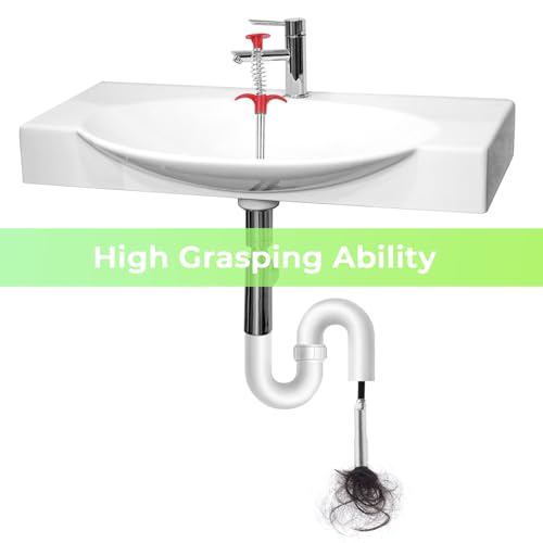 Drain Snake Auger with 4-Claw Grabber, Manual Sink Unclogger Tool, Flexible Cable for Kitchen, Bathroom Floor Drains & Pipes, Food & Hair Clog Remover (62 Inches) - style: 62 INCHES
