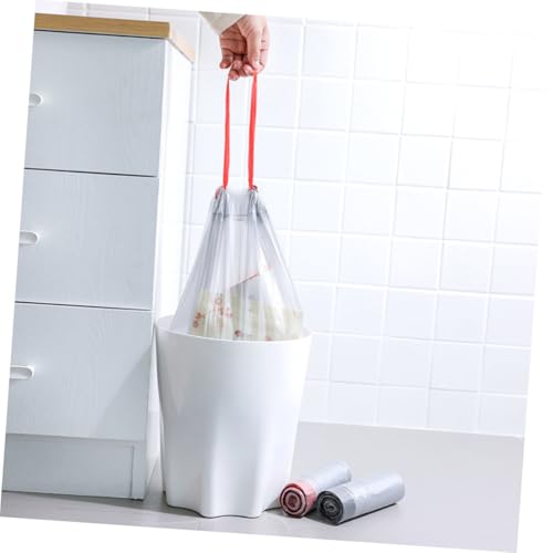 Abaodam 5 Rolls Drawstring Trash Bags Thickened Disposable Garbage Bags Strong Rubbish Pouches for Kitchen Use with Easy Tie Closure and Load-bearing Design Random Color
