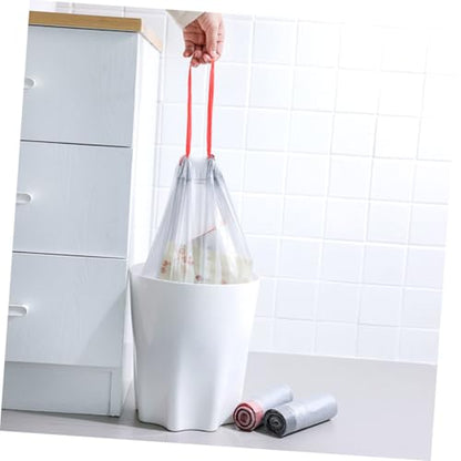 Abaodam 5 Rolls Drawstring Trash Bags Thickened Disposable Garbage Bags Strong Rubbish Pouches for Kitchen Use with Easy Tie Closure and Load-bearing Design Random Color