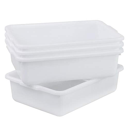 Small Bus Tubs Commercial Set of 4, Plastic Wash Basin, 8 Liter - color: White, size: 8 L