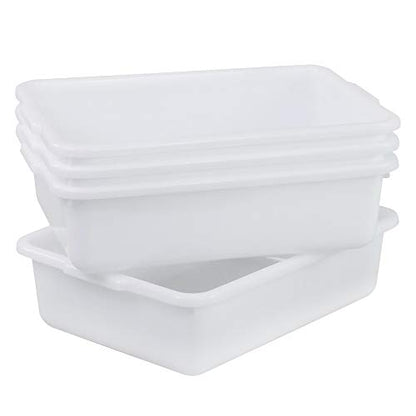 Small Bus Tubs Commercial Set of 4, Plastic Wash Basin, 8 Liter - color: White, size: 8 L