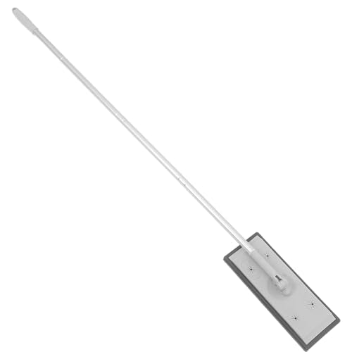 Adjustable Aluminum Alloy Dust Mop with 3-Section Extendable Handle, Gray Flat Mop for Floor and Window Screen Cleaning, Commercial Indoor Dusting Tool
