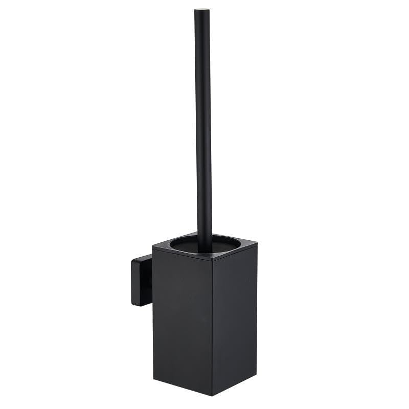 Toilet Brush and Holder Set Wall Mount or Freestanding KWQKEM Modern Toilet Bowl Cleaners Brush and Holder with Lid 304 Stainless Steel (Matte Black) - color: Black, size: Wall Mount
