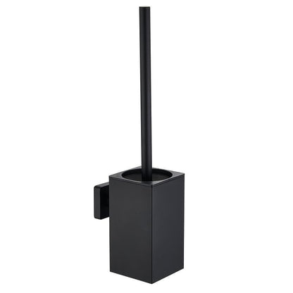 Toilet Brush and Holder Set Wall Mount or Freestanding KWQKEM Modern Toilet Bowl Cleaners Brush and Holder with Lid 304 Stainless Steel (Matte Black) - color: Black, size: Wall Mount