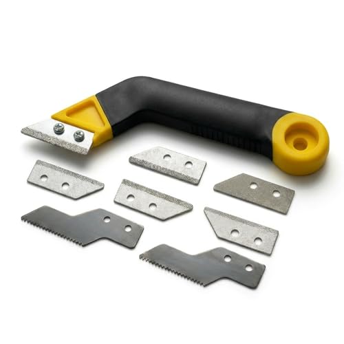 Tile Grout Saw, Angled Saw with 7PCS Extra Blades Replacement, Grout Removal Tool for Tile Cleaning and Repair