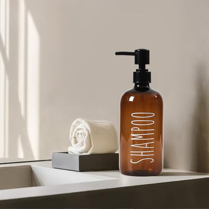 HOMCDALY Shampoo and Conditioner Dispenser Set of 3, 21oz Shower Soap Bottles with Pump, Refillable Shampoo Conditioner Body Wash Dispenser, Empty Bathroom Shower Shampoo Bottles(P-Brown) - color: Brown-21on