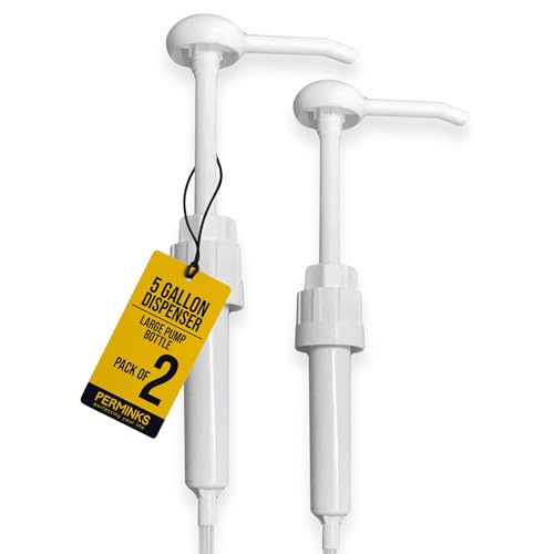 5 Gallon Pump Dispenser - Pump for 5 Gallon Bucket, Jug, Bottle, Large Container - Great for Shampoo & Conditioner, Laundry Detergent, Snow Cone Syrup, Bleach Liquid, Oil & More (Pack of 2) - size: 2-Pack