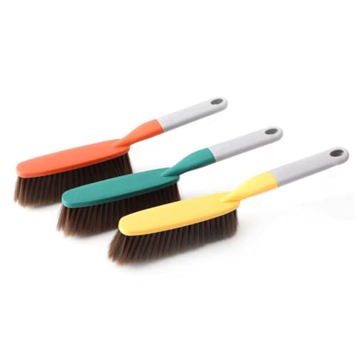3 Pack 15" Hand Broom Brush,Soft Bristle Cleaning Brush,Crumb Debris Sweeping Brush,Dusting Brush,Comfort for Bed Car Couch Desk Sofa Furniture Clothes,Small Particles Hair Remover(3color) - color: 3 Color