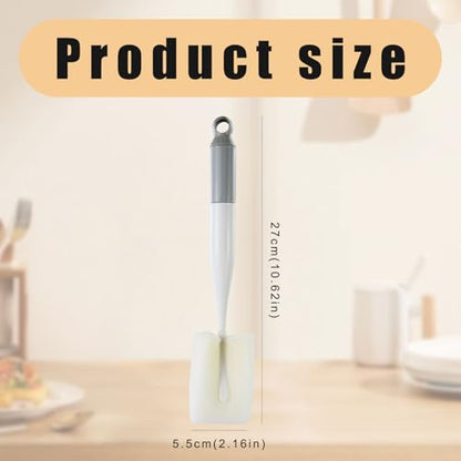3 in 1 Water Bottle Brush, 11" Length Detachable Long Handle Cup Cleaning Brush with Head Sponge, Nylon Bristle & Crevice Tool for Deep Cleaning of Teacups Mugs Wine Glasses(White) - color: White