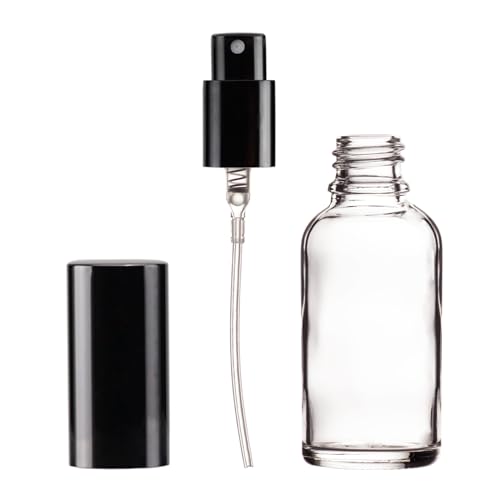 YIZHAO Clear Glass Spray Bottles 1oz, with Small Fine Mist Spray, Metal Cap, Refillable for Essential Oil,Travel,Cleaning,Perfume,Aromatherapy,Makeup – 24 Pcs - color: Transparent, size: 30ml-24