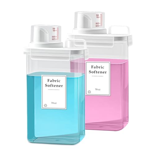 2 Pack Laundry Detergent Dispenser, 78oz Detergent Dispenser, Refluxable Laundry Detergent Container, Plastic Liquid Laundry Detergent Dispenser for Laundry Room Organization with 6 Labels - size: 78 Fl Oz (Pack of 2)