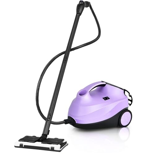 ARLIME Steam Cleaner, Multipurpose Steam Cleaner w/ 19 Accessories, Heavy Duty Household Steamer Chemical-Free Cleaning, 1.5L Dual-Tank Rolling Cleaning Machine for Carpet, Floor, Window, Car, Purple - color: Purple
