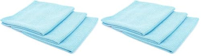 The Rag Company - Standard Waffle Weave Towels, Microfiber Detailing, Window/Glass and Drying, Wax & Polish, Lint-Free, Streak-Free, 370gsm, 16in x 16in, Light Blue (6-Pack) - color: Light Blue, size: 16in. x 16in. (Pack of 2)