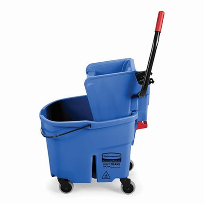 Rubbermaid Commercial Products WaveBrake 35 QT Side-Press Mop Bucket and Wringer Combo on Wheels, Blue, for Heavy-Duty Floor Cleaning - color: Blue