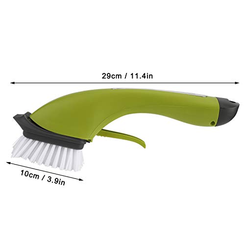 Soap Dispensing Dish Brush - Ergonomic Kitchen Scrub Brush with Soap Dispenser for Effortless Cleaning of Pots, Pans, Sinks & Bathtubs - Green/Gray - color: Green