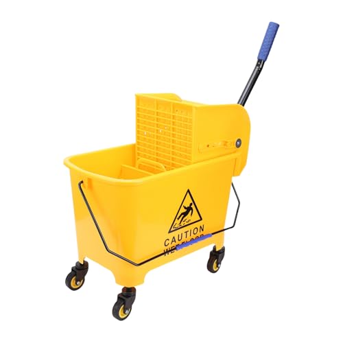 20l Commercial Mop Bucket, Heavy Duty Side Press Wringer High Strength Bucket, 360 Rotating Wheels with Handle, Ideal for Floor Cleaning in Restaurants, Offices &