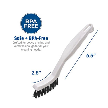 SPARTA Flo-Pac Grout Brush with Nylon Bristles, Scrubber with Handle for Bathroom and Kitchen Tile, 8", White - color: White, size: 8 Inches