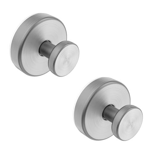 Bntuk Suction Cup Hooks for Shower, Removable Towel Hooks for Bathroom Window Glass Door Wall, Bath Robe Looafh Hook for Hanging - 2 Pack, Silver - color: Silver, size: 2 Pack