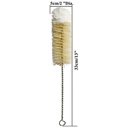 NewFerU Stainless Steel Soda Bottle Cleaning Brush in Natural Boar Bristle Wool Tip Long Handle, Flexible Bendable Thick Wire Cleaner for Narrow Neck Water Baby Bottles Straw Pipe Tube Flask (Big) - color: Big