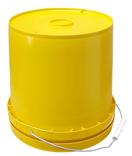 2 Gallon Bucket with Lid & Handle Food Safe BPA Free PolyEthylene Plastic HDPE Leak Proof Seal Heavy Duty Storage Container Pail 75mil Metal Handle Premium Quality Buckets FDA Compliance (Yellow) - color: Yellow