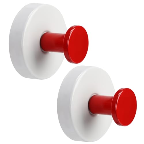 Suction Cup Hooks for Shower No-Drill Bathroom Hooks for Towels, Robes, Loofah Mountable on Bathroom Walls, Kitchen, Glass, Mirrors, Tile and Smooth,Non-Porous Surfaces (2, Red White) - color: Red White