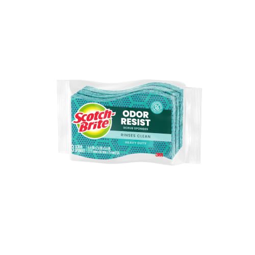 Scotch-Brite Odor Resist Heavy Duty Scrub Sponge, Dishwasher-Safe Kitchen sponges for Serious Scrubbing, Multipurpose Dish Sponge for Stuck-On Messes, 3 Scrubbing Sponges - size: 3 Count (Pack of 1)
