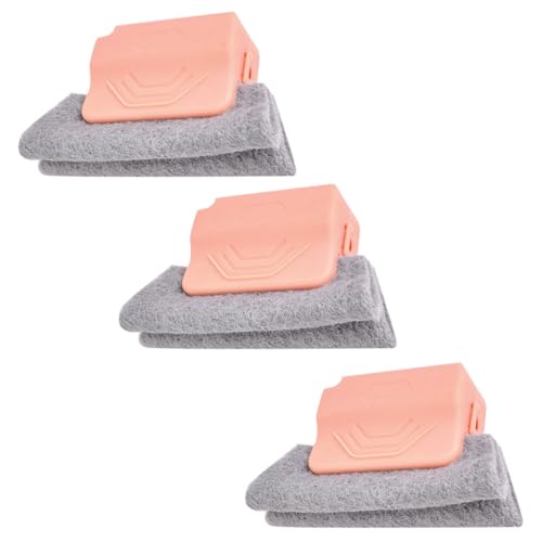 Magic Window Track Cleaner, Window Groove Cleaning Brush Tool Set, Handheld Cleaning Brushes for Window Slides Gaps Tile Lines Shutters and Car Vents, 5.31 x 3.35 x 1.18 Inches (Pink 3) - color: Pink 3