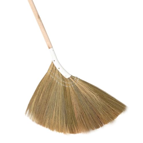 Natural Broom - Indoor Grass Broom - Long Handle Broomstick for House, Garage, Office, Lobby Room, Kitchen - color: Natural