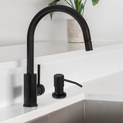 Built in Soap Dispenser for Kitchen Sink, Matte Black Stainless Steel Countertop Pump Head (Plastic Built-in), Dish Soap Hand Lotion Dispenser with Refillable 17OZ Bottle (Matte Black) - color: Matte Black