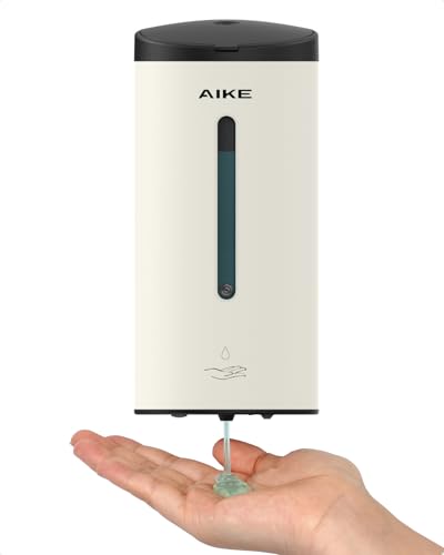 AIKE Automatic Wall Mount Liquid Soap Dispenser, Commercial Stainless Steel with 25oz Large Capacity Save Time Effort and Cost,Model AK1205 (Matte White) - color: Off White