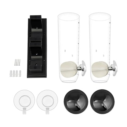 Wall-mounted Food Dispenser, 3L 2 Buckets Coffee Bean Candy Rice Dispenser, Dry Food Dispenser Cereal Dispenser Grain Storage Dispenser for Home, Kitchen, Countertop, Cutlery Rack (Black) - color: Black