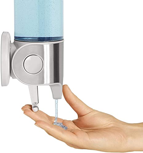 Single Head and Double Head Manual Pressing Head Wall Mounted Soap Dispenser Shower Liquid Shampoo and Soap Dispenser with Container (Transparent, 500ml x 2) - color: Transparent, size: 500ml x 2