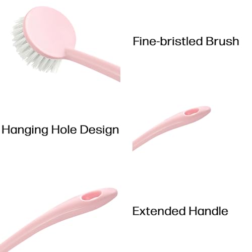 Dish Brush with Handle, Stiff Bristles Dish Scrubber Long Handle Kitchen Scrub Brush for Cleaning Dishes, Pots and Pans, Kitchen Sink (9.44x2.75 inches) - color: Pink 1pcs