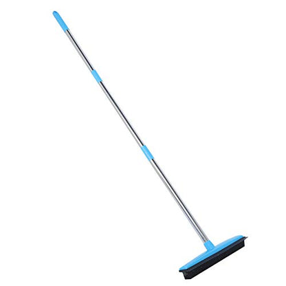 Multifunction Telescopic Floor Carpet Broom Pet Hair Dust Removal Cleaner Sweeper Tools (Blue) - color: Blue