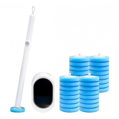 Disposable Toilet Brush Set with Wall-Mounted Holder - Disposable Cleaning Brush with Replaceable Heads for Bathroom, Hygienic Toilet Cleaning Tool Kit (White & Blue) - color: 60 Replacement Brush Heads