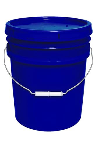 MKS Plastics 5-Gallon Bucket with Airtight Lid – Made in USA, Food Grade BPA Free Plastic, Heavy Duty Multi-Use, Metal Handle with Grip, Stackable Storage – Fina Blue, 1 Pack - color: Fina Blue, size: 1