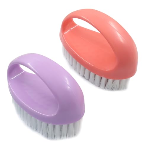 BokWin 2-Pack Heavy-Duty Scrubbing Brushes for Cleaning with Stiff Nylon Bristles, Scrubber Cleaner Brush for Tile, Bathtub, Sink & Kitchen Surfaces, Comfort Grip Handle (Purple and Pink) - color: Purple and Pink)