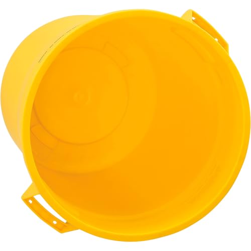 Global Industrial Commercial Round Trash Can, 32 Gallon Capacity, Plastic Garbage Can, Indoor and Outdoor Utility Trash Can, Yellow, 21-3/4"W x 27-1/2"H, No Lid - color: Yellow
