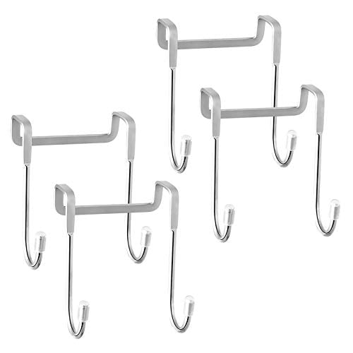 Shower Door Hooks, Cabinet Hooks, Shower Squeegee Hooks, Towel Hooks for Bathroom Frameless Glass Shower Door (Maximum 0.78 Inch Thick). (4 Pack, Silver) - color: Silver