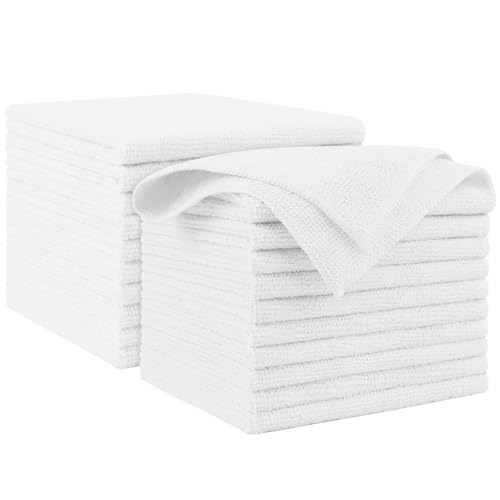 AIDEA Microfiber Cleaning Cloth White 20PK, Microfiber Towels for Cars, Premium Car Cloths, Dusting Cloth Lint Free Cleaning Rags for SUVs, House, Kitchen, Window, Workshops,12×12" - color: White, size: 20PK