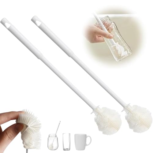 360° Flexible Silicone Bottle Brush with Long Handle, 2025 Deep Cleaning Brush for Narrow Neck Bottles, Water Bottles, Flasks (2)
