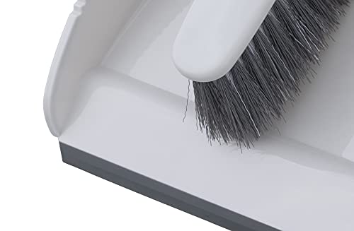 Dustpan and Brush Set, Hand Broom with Ergonomic Grip Handle - Rubber Edge for Easy Dirt Pickup, Durable Material - Grey & Blue Hand Brush by Superio, 2-Pack (Gray, 2-Pack) - color: Gray, 2-pack