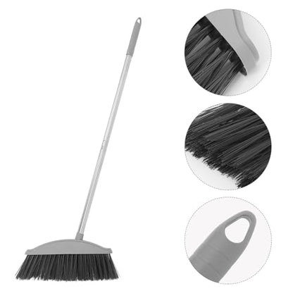 MAGICLULU Heavy Duty Home Broom with Long Handle, Nordic Gray Floor Cleaning Broom for Indoor and Outdoor Use, Large Angle Sweeping Tool for Household Trash and Pet Hair