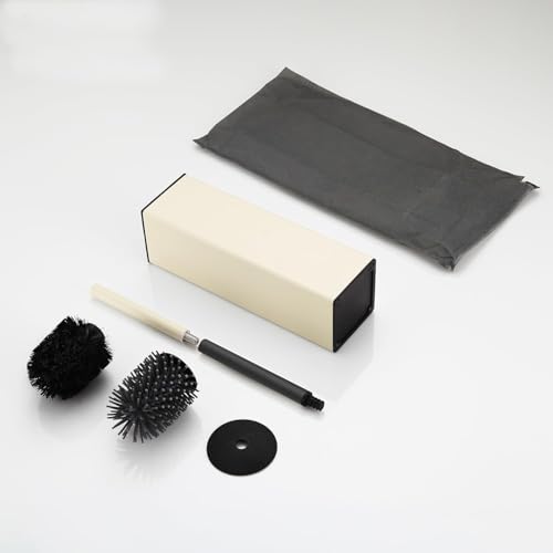 BGL Standing Toilet Brush and Holder Matte White Aluminium Toilet Bowl Cleaner Brush and Holder for Bathroom Storage and Organization, Square Design Sturdy and Space Saving - color: White