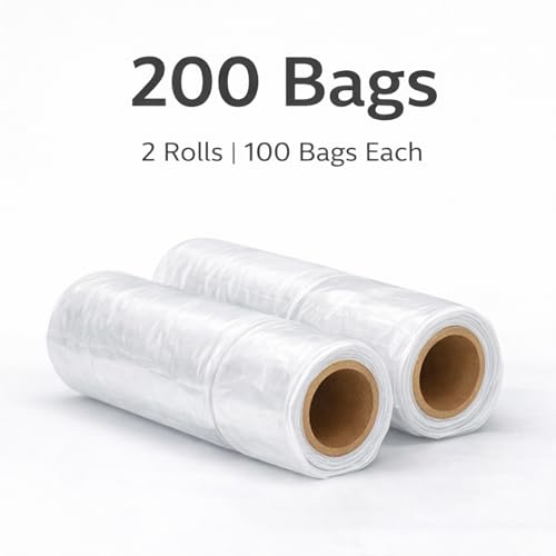 Mini Trash Bags 1.6 Liter/0.4 Gal- 200 Count Tiny Clear Trash Can Liners for Countertop, Desktop, Makeup & Kitchen Scrap Bags | Leakproof Small Plastic Bags with Handles